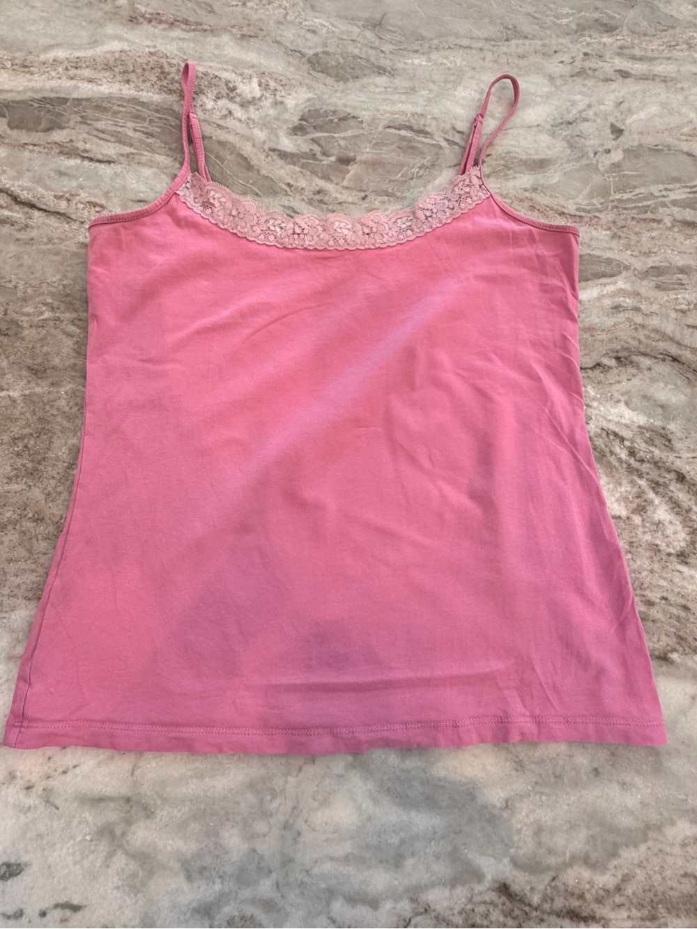 Ann Taylor LOFT Pink Lace Trim Cami Tank Top Medium